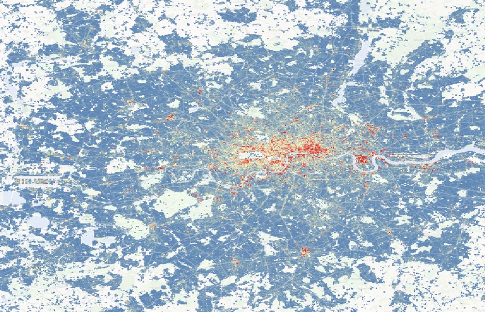 Heat map of building heights, mapped for London