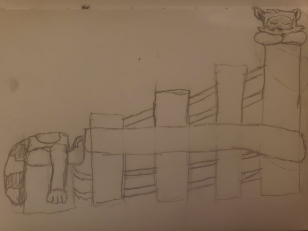 Dumb ass raccoon choose the harder path of stretching around the poles instead of just walking on top of the poles to reach the top