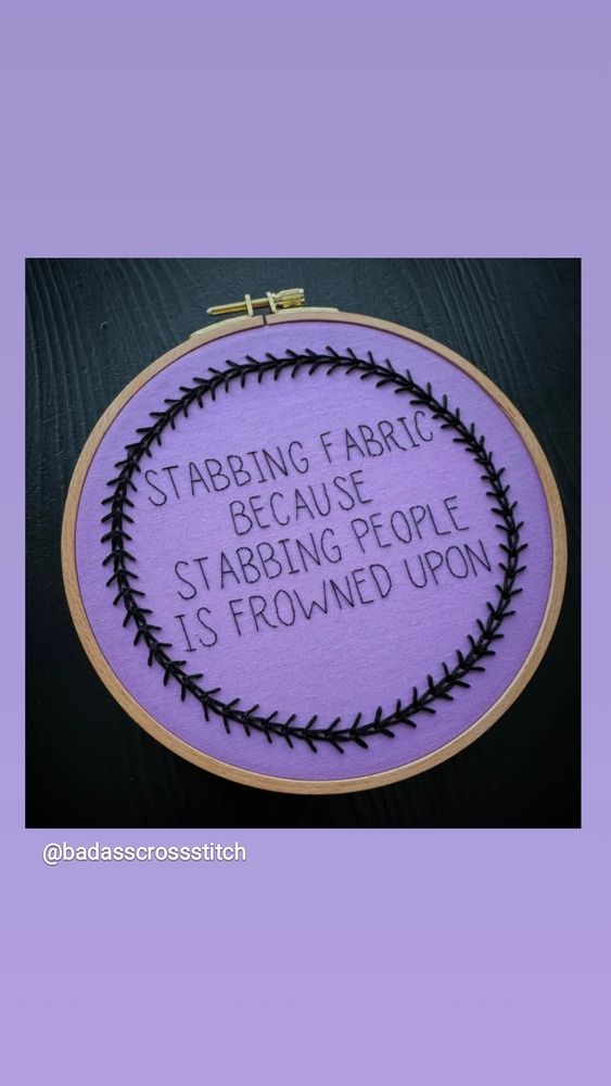 Stabbing fabric because stabbing people is frowned upon