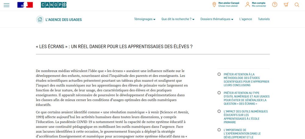 Capture d'écran de la page web citée en lien