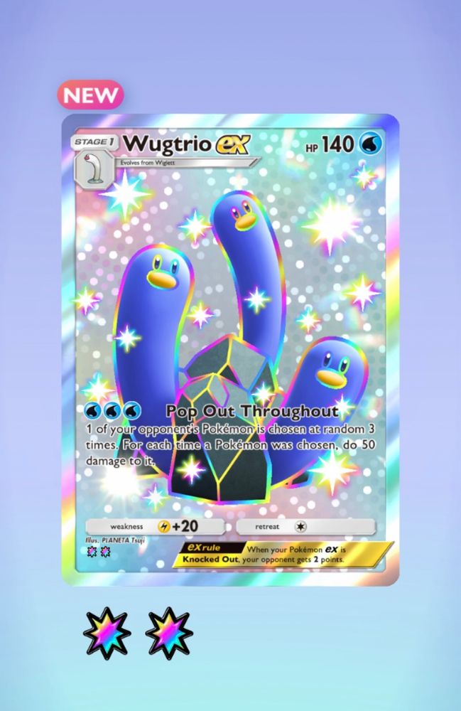 A shiny Wugtrio card from Pokémon TCG Pocket