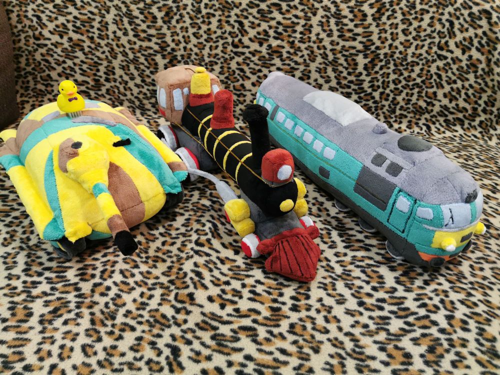Plushy trains and Hetzer tank destroyer (very soft and cuddly)