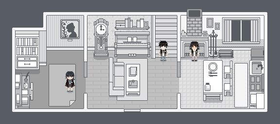 house plan first floor draft (study room, living room, kitchen)