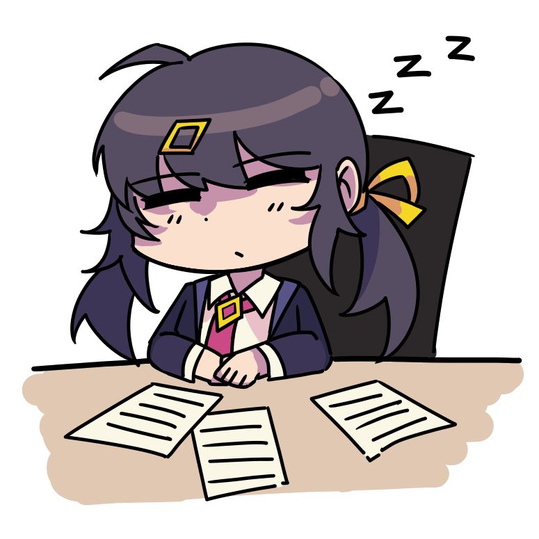 anime girl sleepy at desk