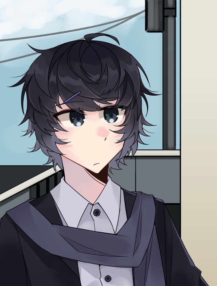anime boy opening door