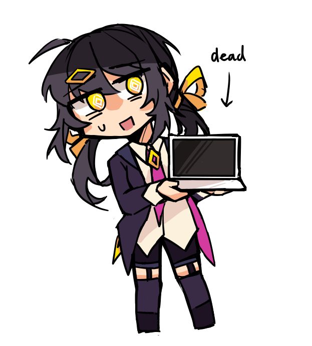 anime girl holding laptop