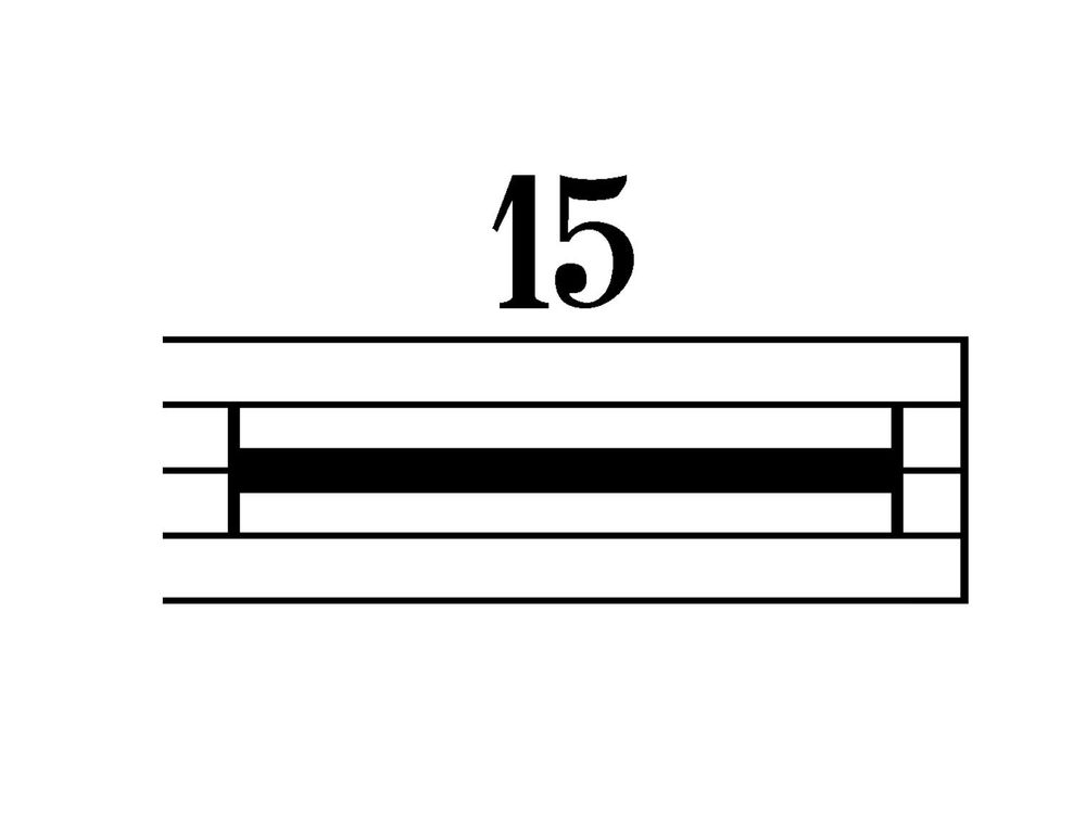15 measures of rest (in staff notation)
