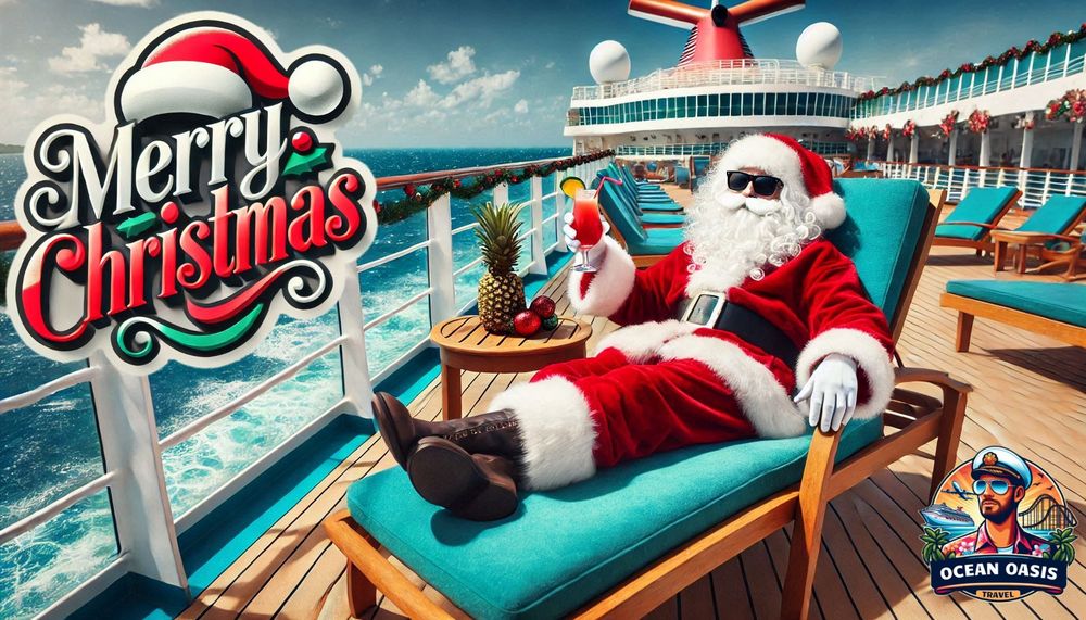Santa Claus lounging in a cruise ship