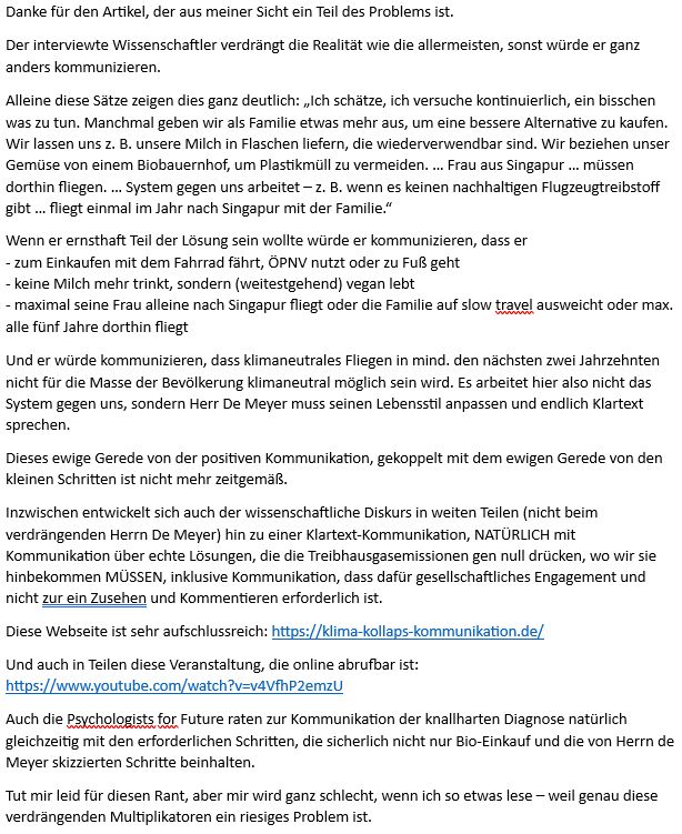 Brief an meine Freundin: Artikel ist aus meiner Sicht ein Teil des Problems. Ich schicke den Brief auf Anfrage gerne auf anderem Weg.