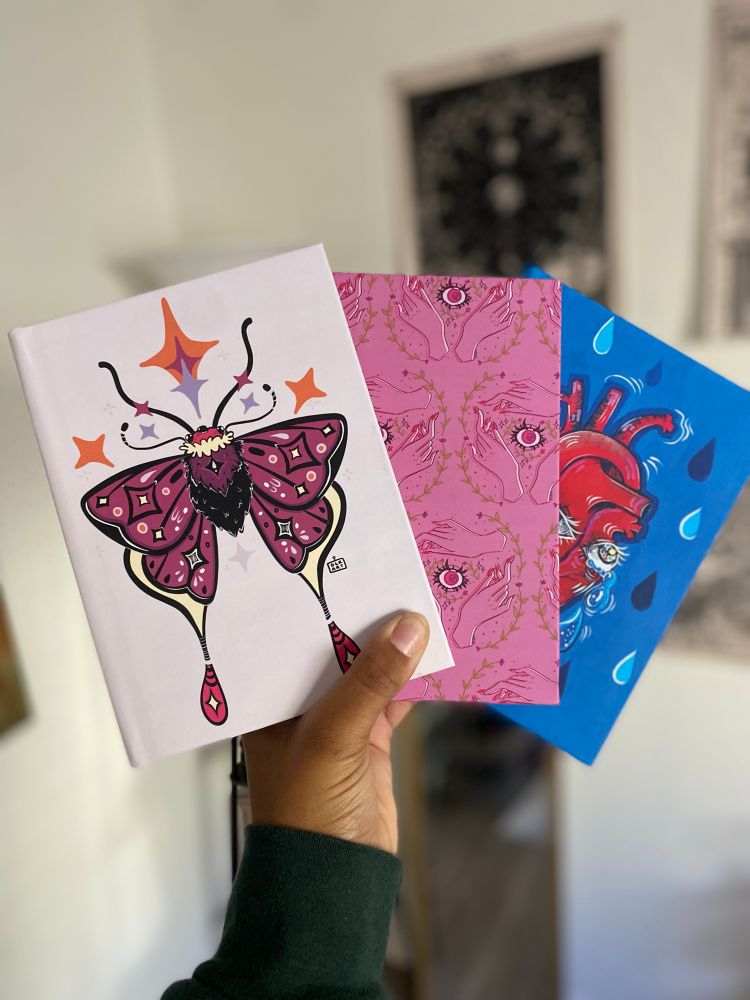 Journals, Art, digital art design, moth, witchy vibes