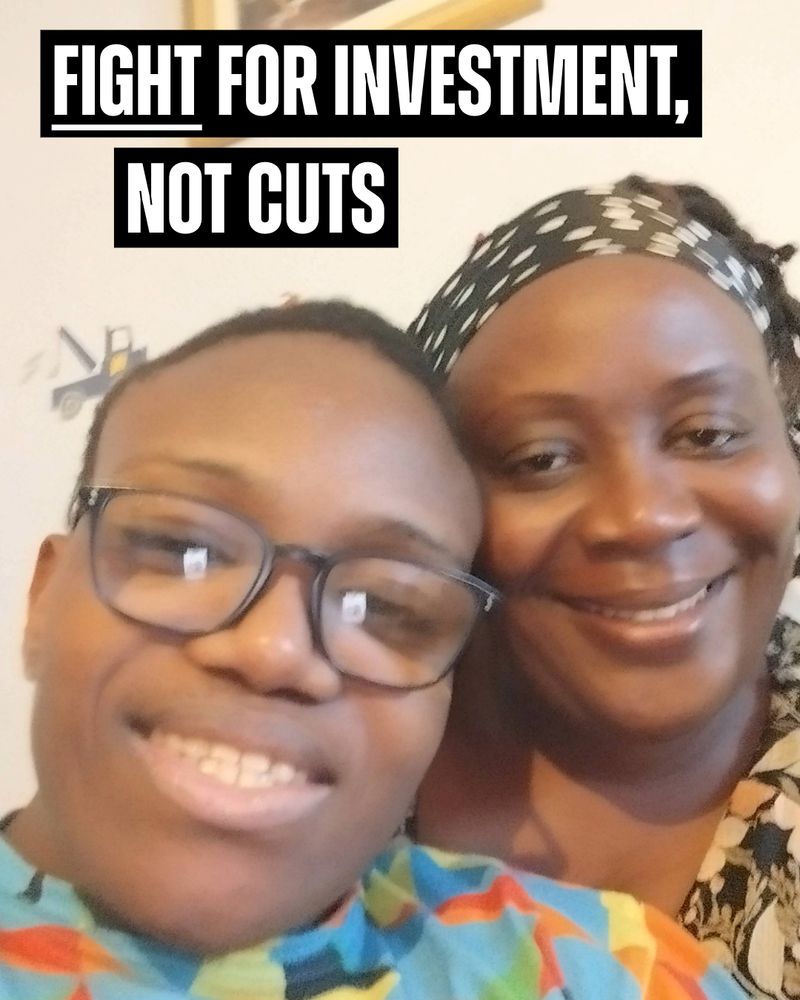 Selfie of Calvin and Maureen. Text overlay reads : "Fight for investment not cuts"