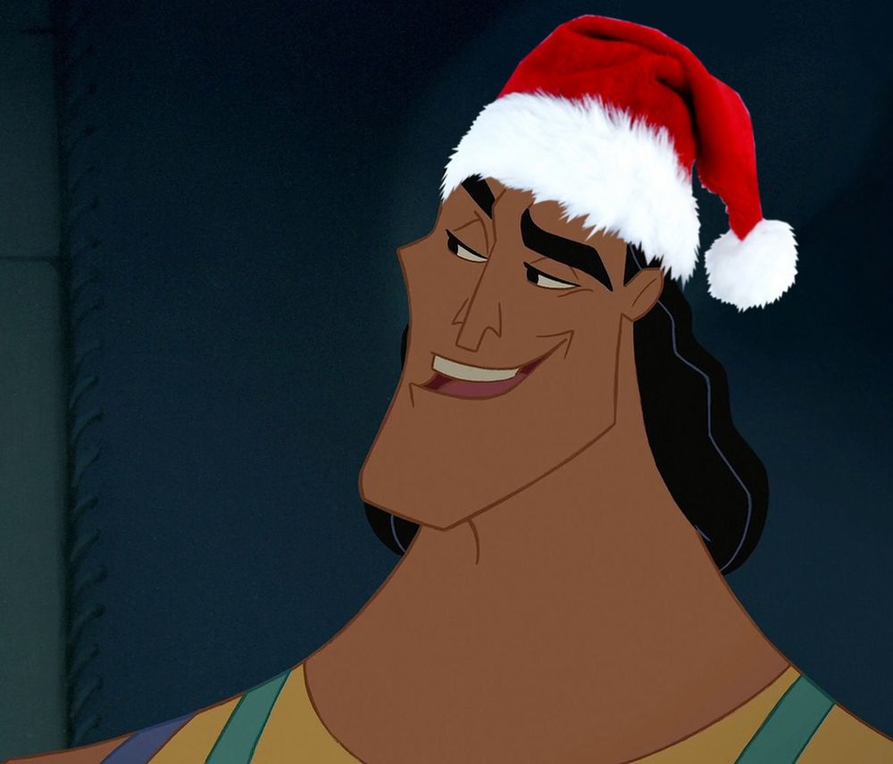 Kronk from The Emperor's New Groove in a Santa hat