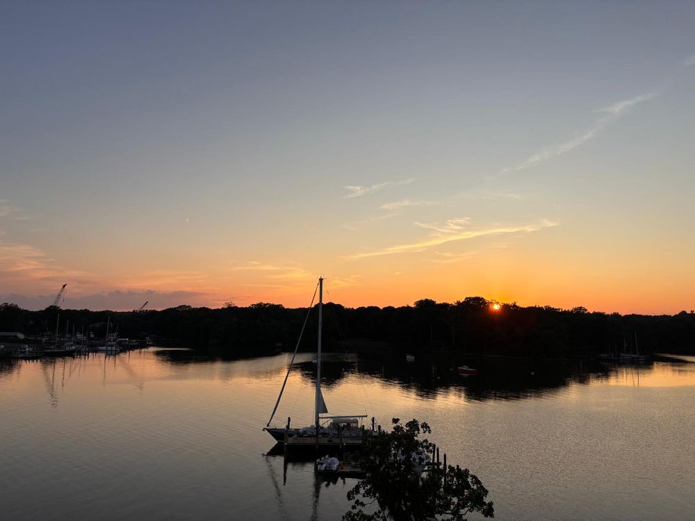 Sunset over the horizon on the Chesapeake Bay