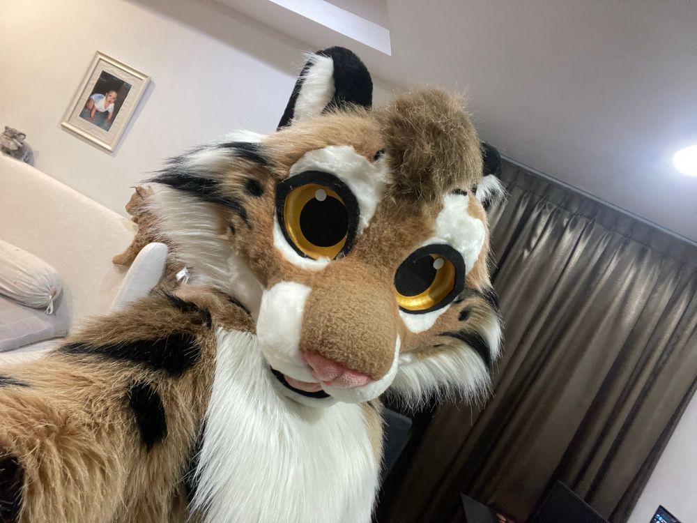 Leucean the clouded leopard facing the camera in a selfie. 