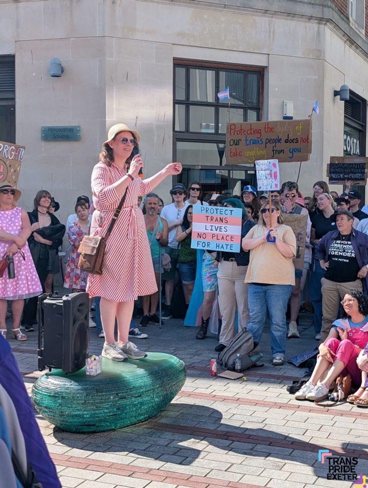 A speaker at the protest addresses the crowd.