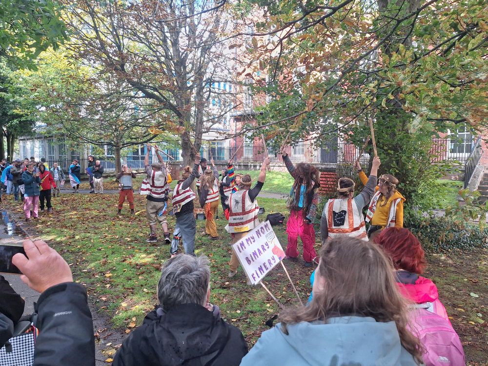 Morris dancers outside The Laurels GIC