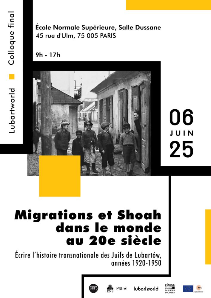Affiche du colloque : Migrations et Shoah dans le monde au 20e siècle. 6 juin 2025.