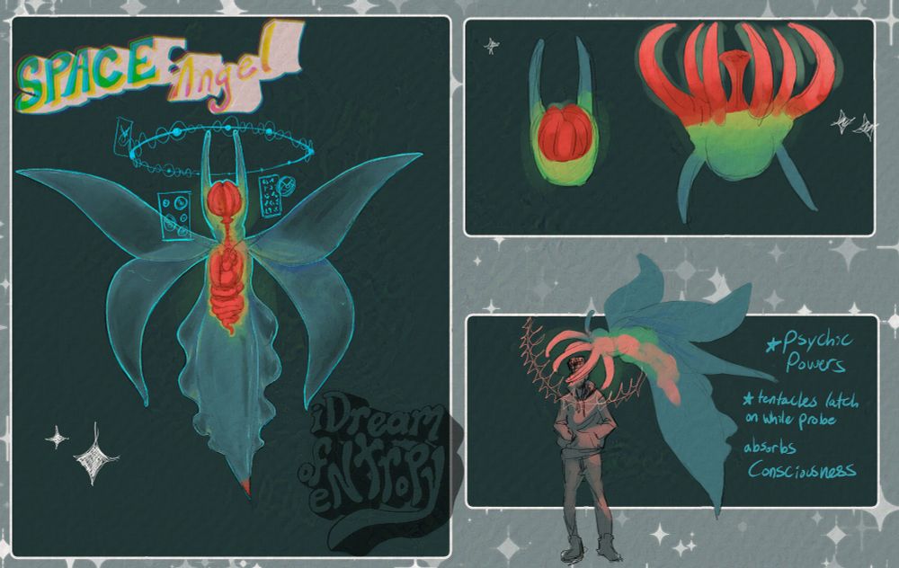 Design sheet for a space angel (likely not to be the final draft)