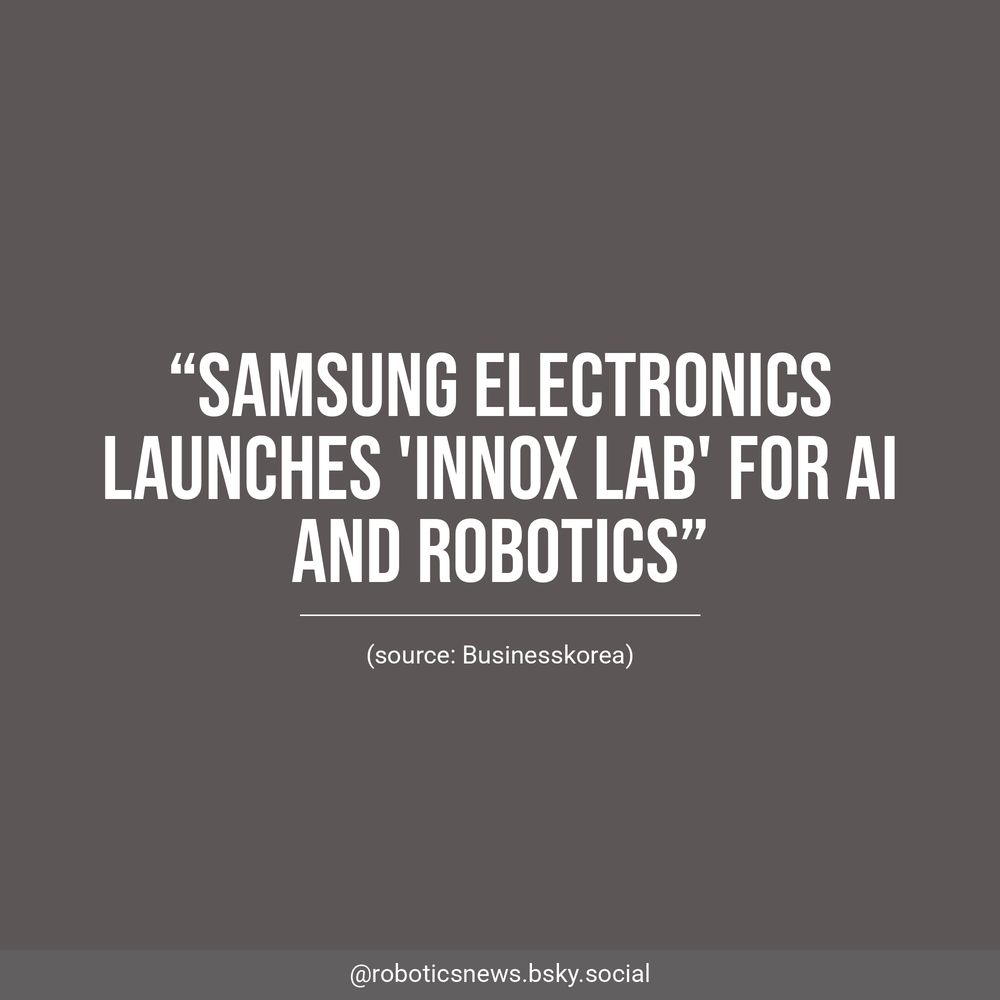 White text on a brown background reads, “Samsung Electronics Launches 'InnoX Lab' for AI and Robotics”. Underneath, Businesskorea is listed as the source.