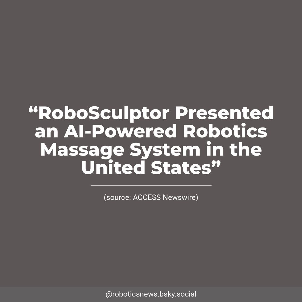 White text on a brown background reads, “RoboSculptor Presented an AI-Powered Robotics Massage System in the United States”. Underneath, ACCESS Newswire is listed as the source.