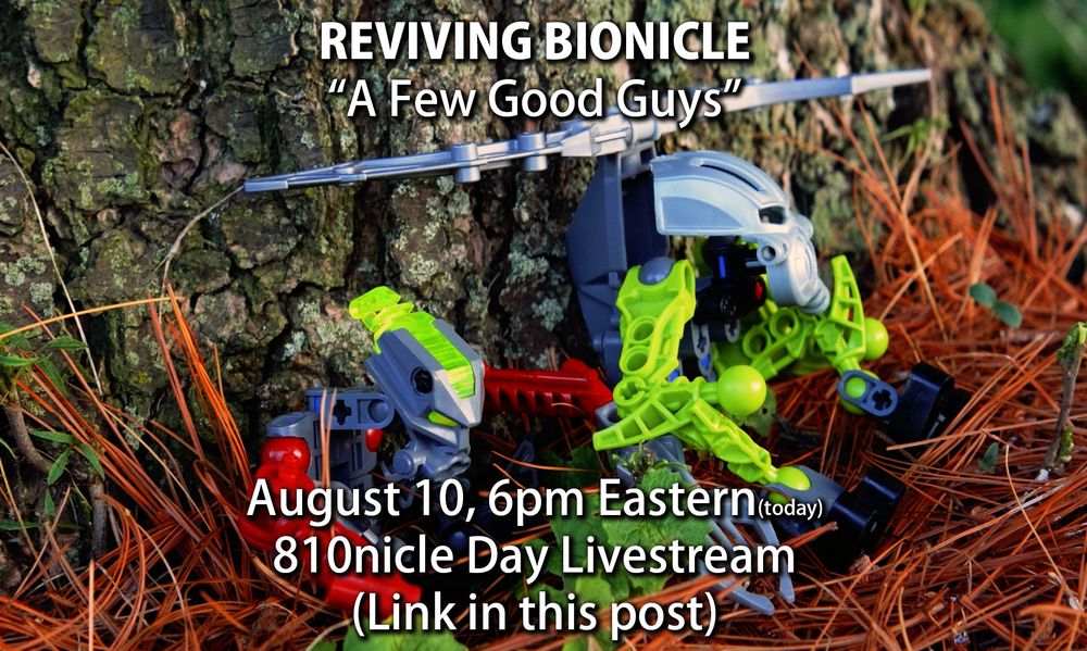 promo picture for my little short film "reviving bionicle a few good guys" featuring two little bionicle sets