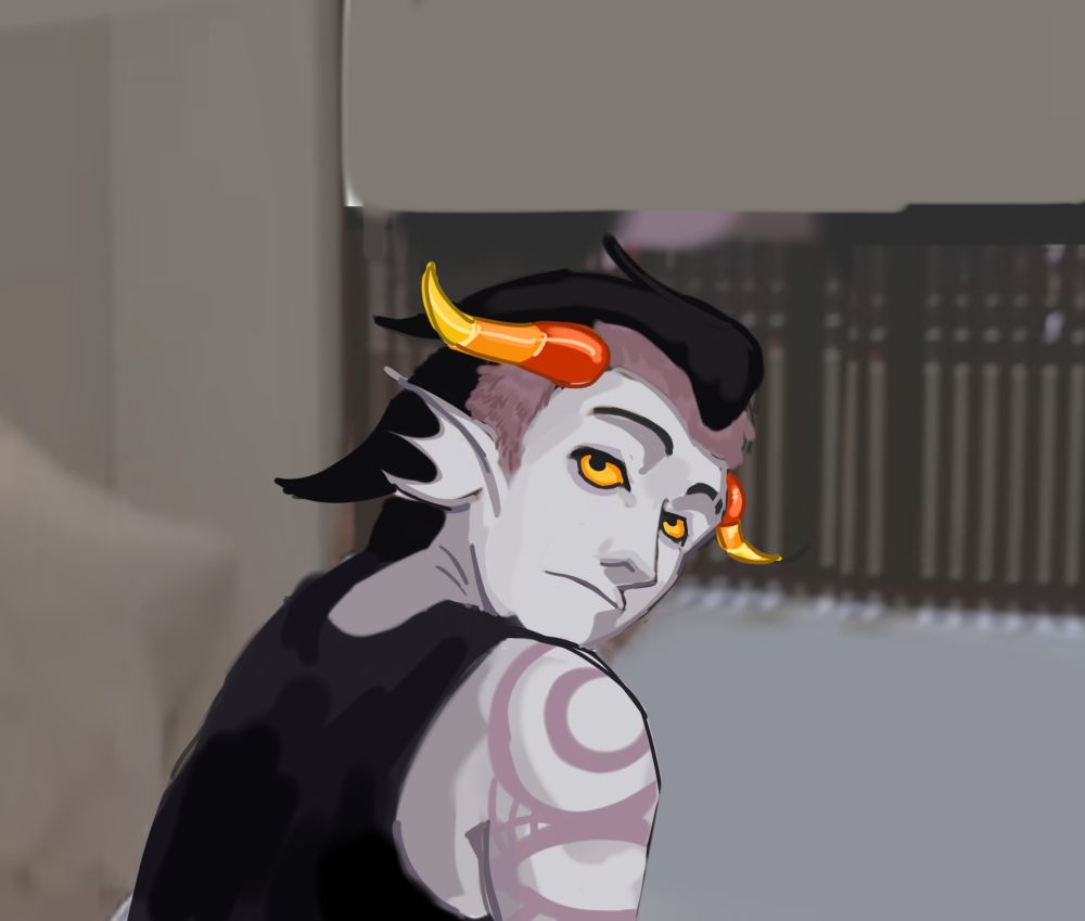 Diosys looking at his back