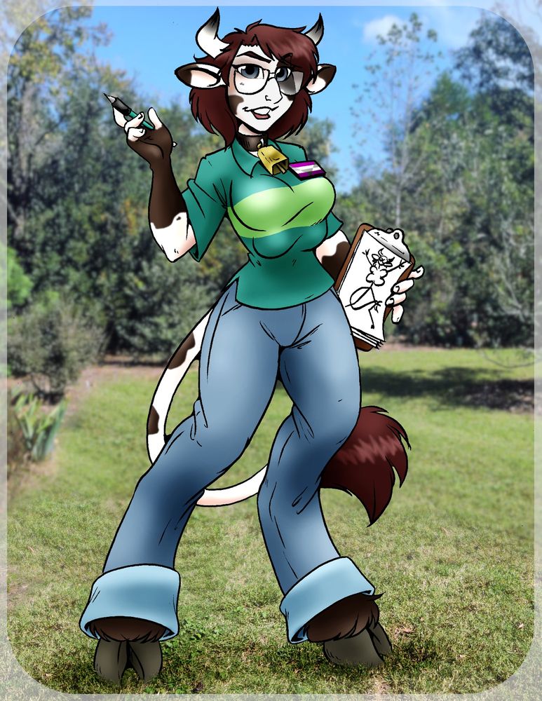 a cow girl artist wearing an Ace pride flag

monster girl, kau, transformation, kau girl, multibreast, multiboob