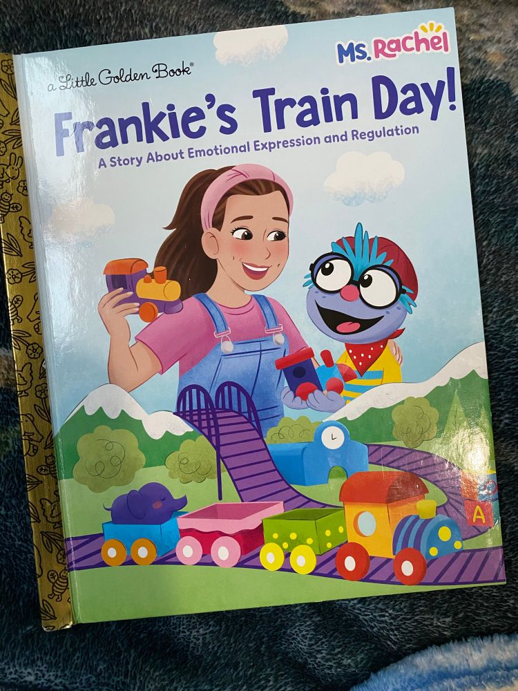 The cover of a Ms. Rachel book “Frankie’s Train Day”