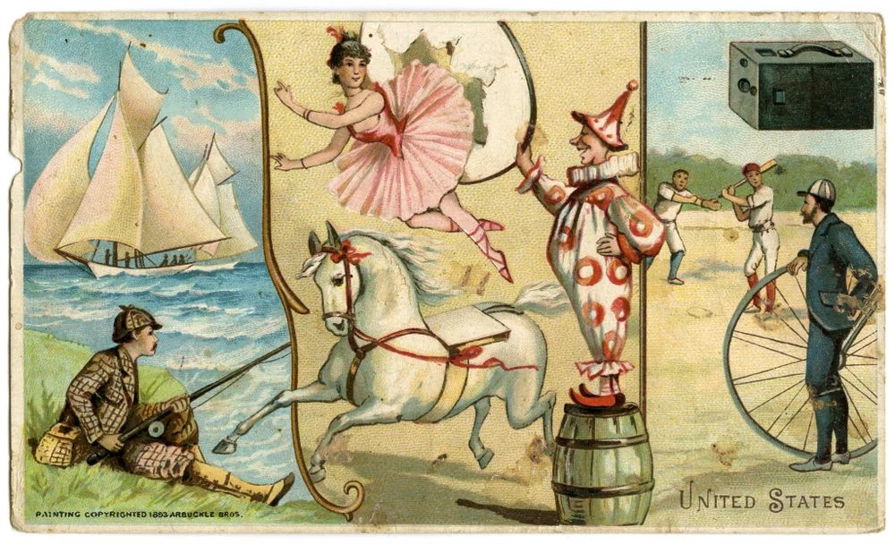 1893 Arbuckle "History of Sports and Pastimes of all Nations" card of the United States