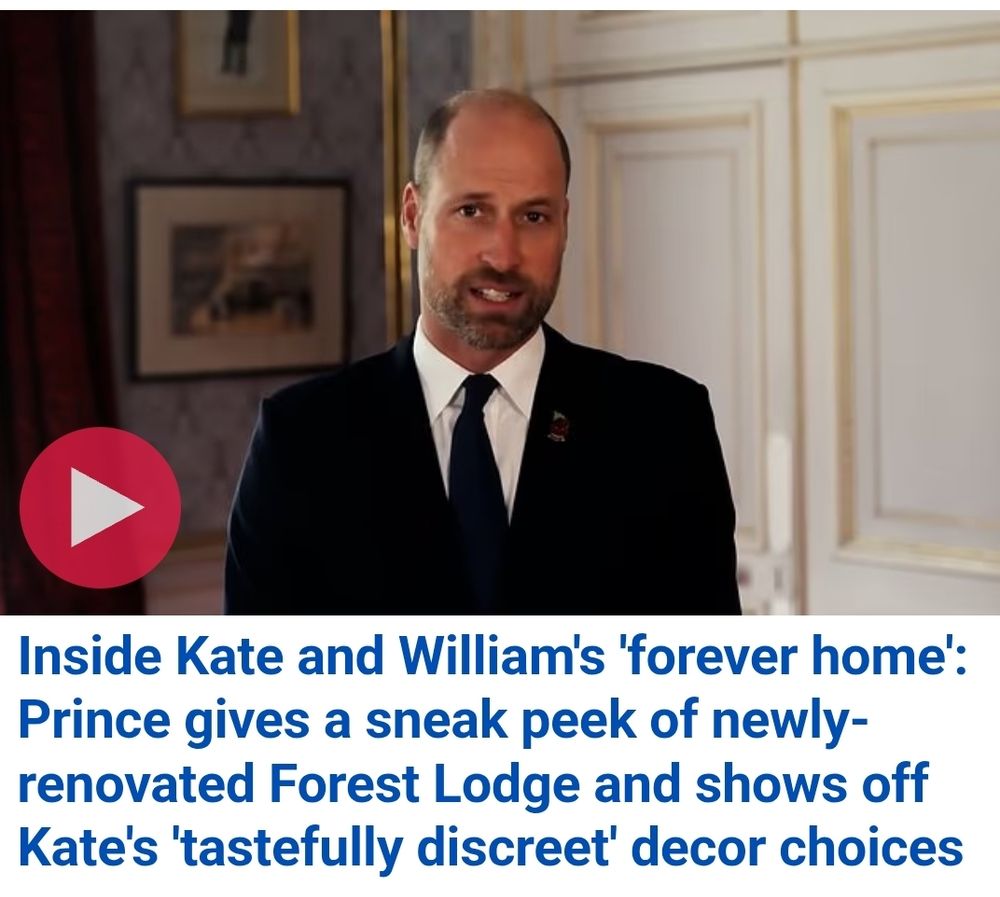 Prince William standing in a living room that looks like it was decorated by your middle class granny in 1952