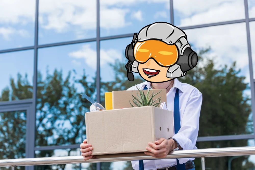 Vector Spaceman, flourishing in the summer daylight, having just left his position at his Earthside job.