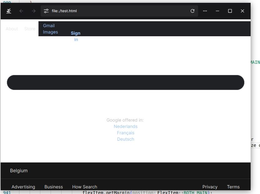 A browser window showing a somewhat resembling render of Google's homepage