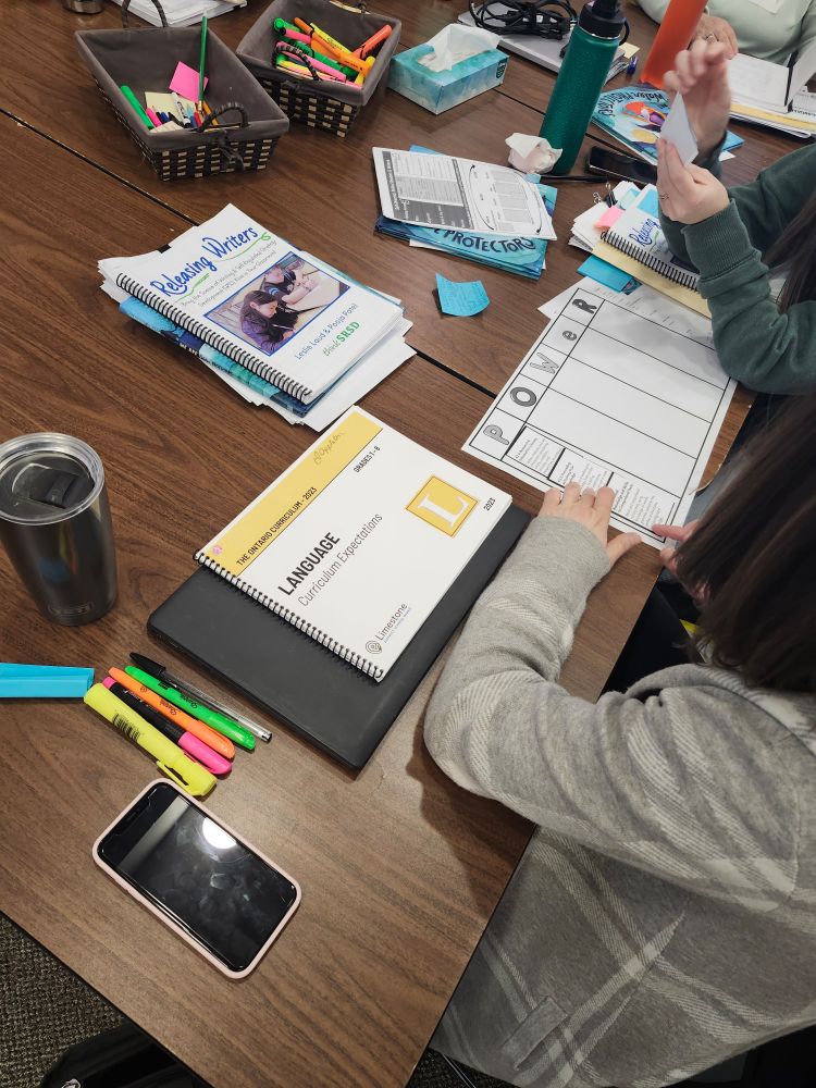 Teachers aligning Ontario Language curriculum expectations to the thinkSRSD POWeR cycle.