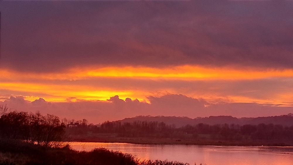 Gorgeous skies over Brockholes Nature reserve this evening, and to me it looks like there are three elephants in the middle of the photo