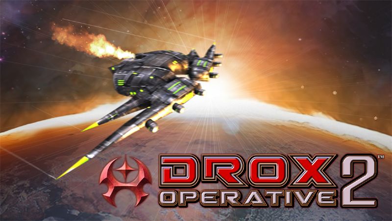 The Steam cover art for Drox Operative 2, depicting the game's logo and a spacecraft flying over a planet.