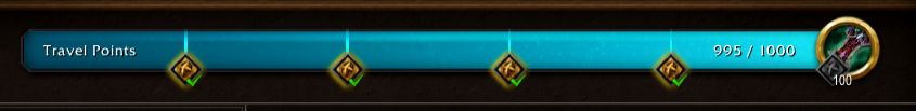 a screenshot of the world of warcraft travel points progress bar, showing 995 out of 1000