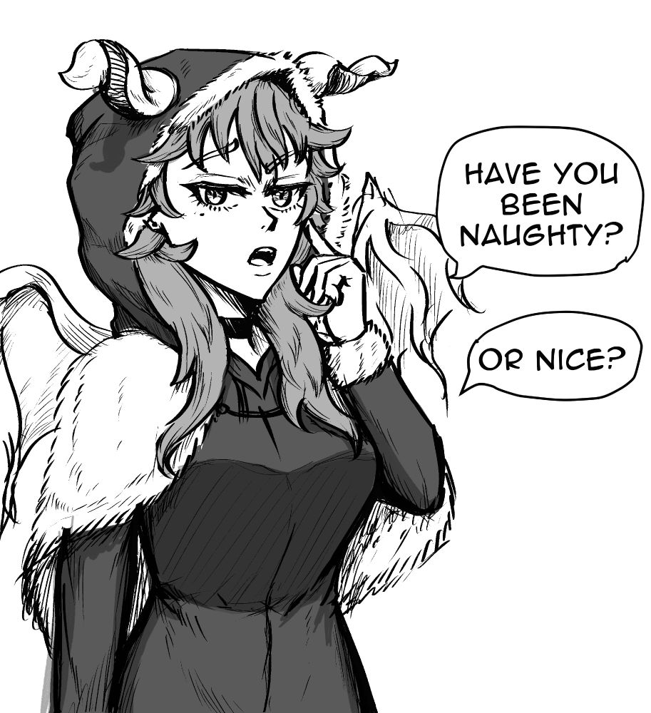 Dragon anime girl is asking you is you've been good this year. 
#ink #promosky #sketch #promosky #clipstudio #characterdesign #pixiv 
#オリキャラ #noai 