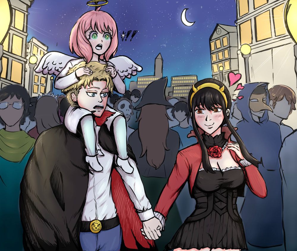 Loid and Yor (Twiyor) hold hands with Anya forger. Spy X family 