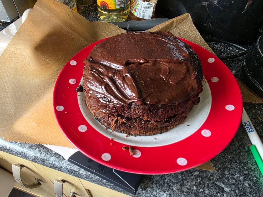A chocolate courgette cake.