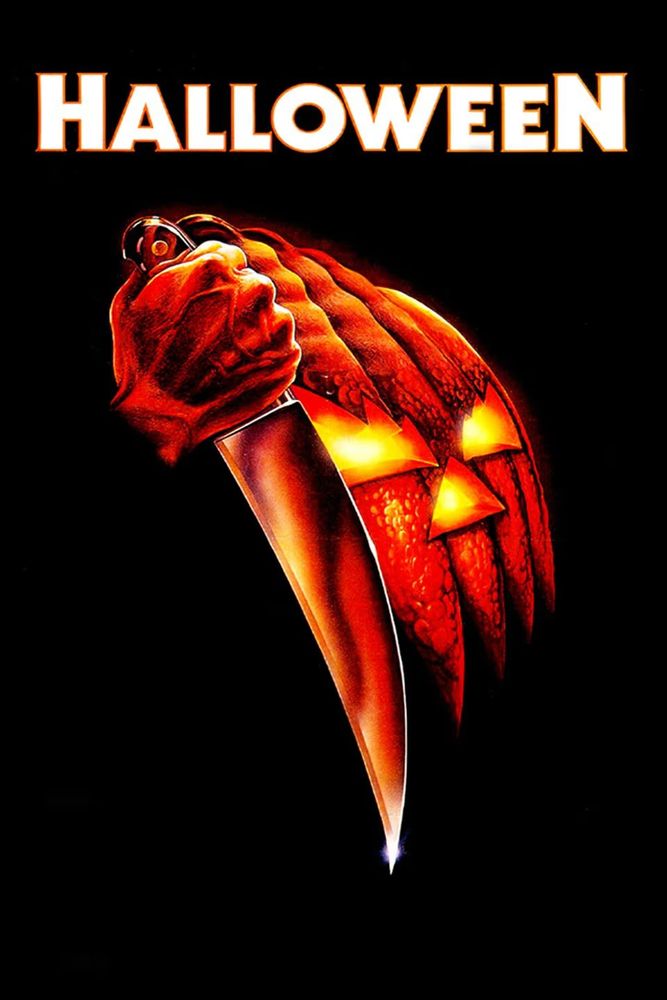 Poster for the film Halloween, featuring a pumpkin and a knife