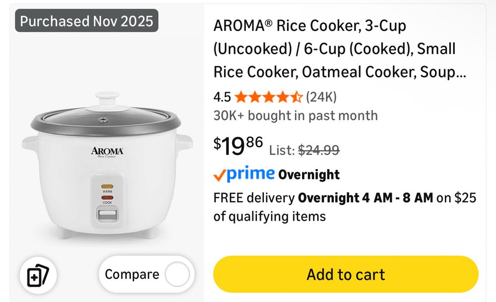 Photo of rice cooker on Amazon
