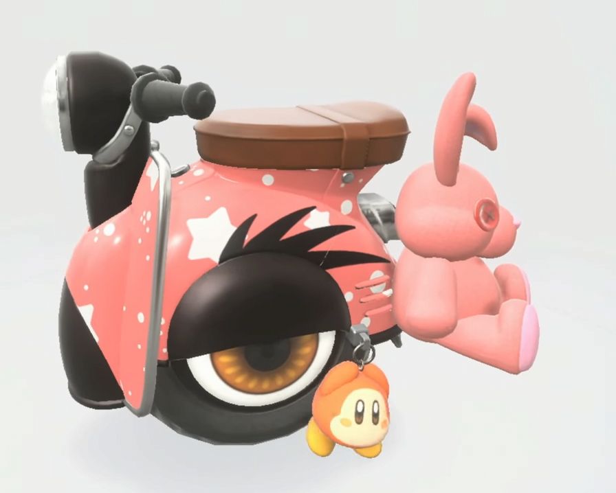 A pink goth wheelie with a Waddle Dee earring <3