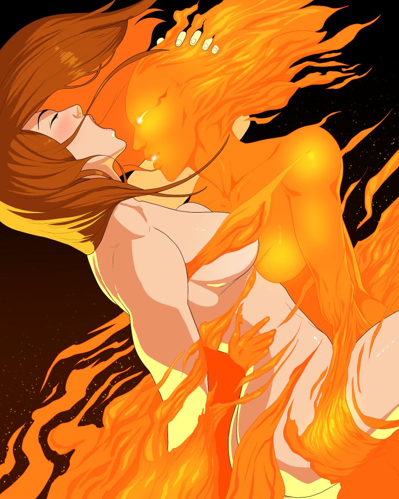 Jean Grey and the Phoenix's human form boning, the Pheonix's body devolving into flame and covering Jean's body and she screams in ecstasy. 