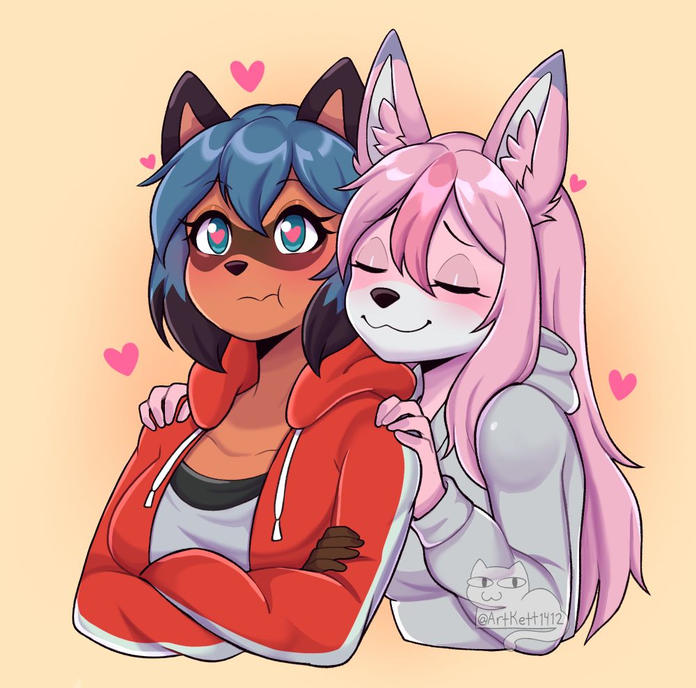 Michiru and Nazuna ship art from brand new animal 