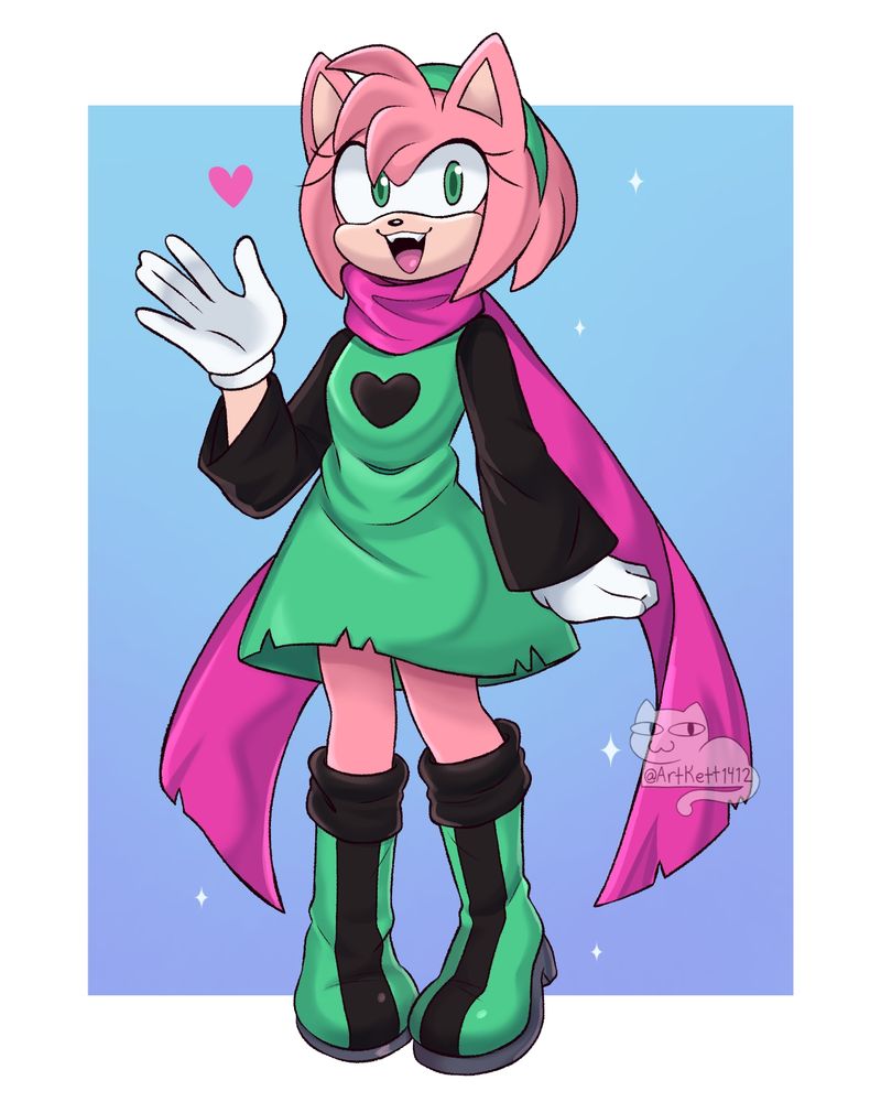 Amy Rose from the sonic the hedgehog series dressed up as Ralsei from Deltarune 