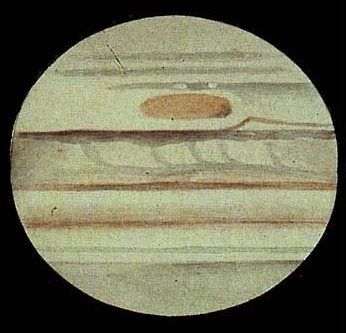 En novembre 1881, Thomas Gwyn Elger dessine la grand tâche rouge de Jupiter.

A l'époque elle faisait 40 000 km de large contre environ 15 000 km aujourd’hui, la hauteur elle a peu variée.