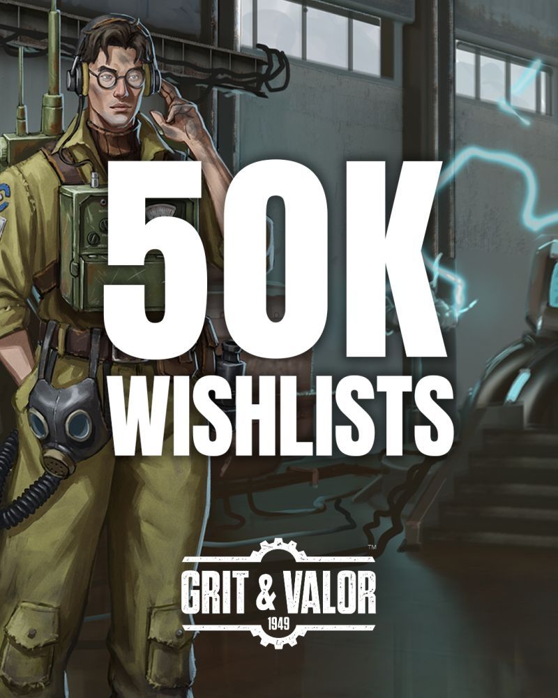Grit and Valor - 1949 50K wishlists promotional image featuring one of the pilots from the game.