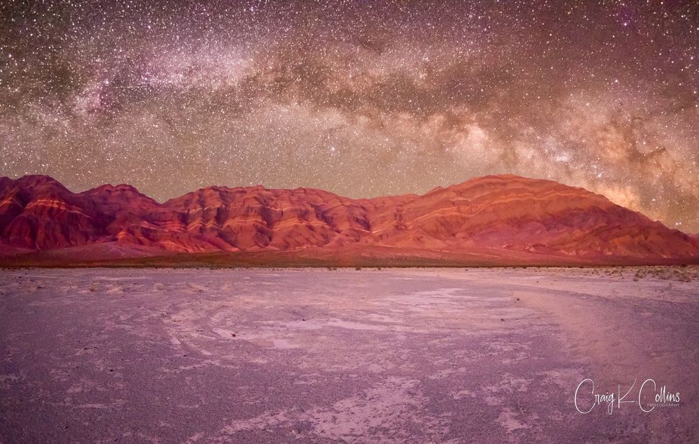 The Milky Way rises over the Last Chance Range near the Eureka Sand Dunes at the northern corner of Death Valley National Park.