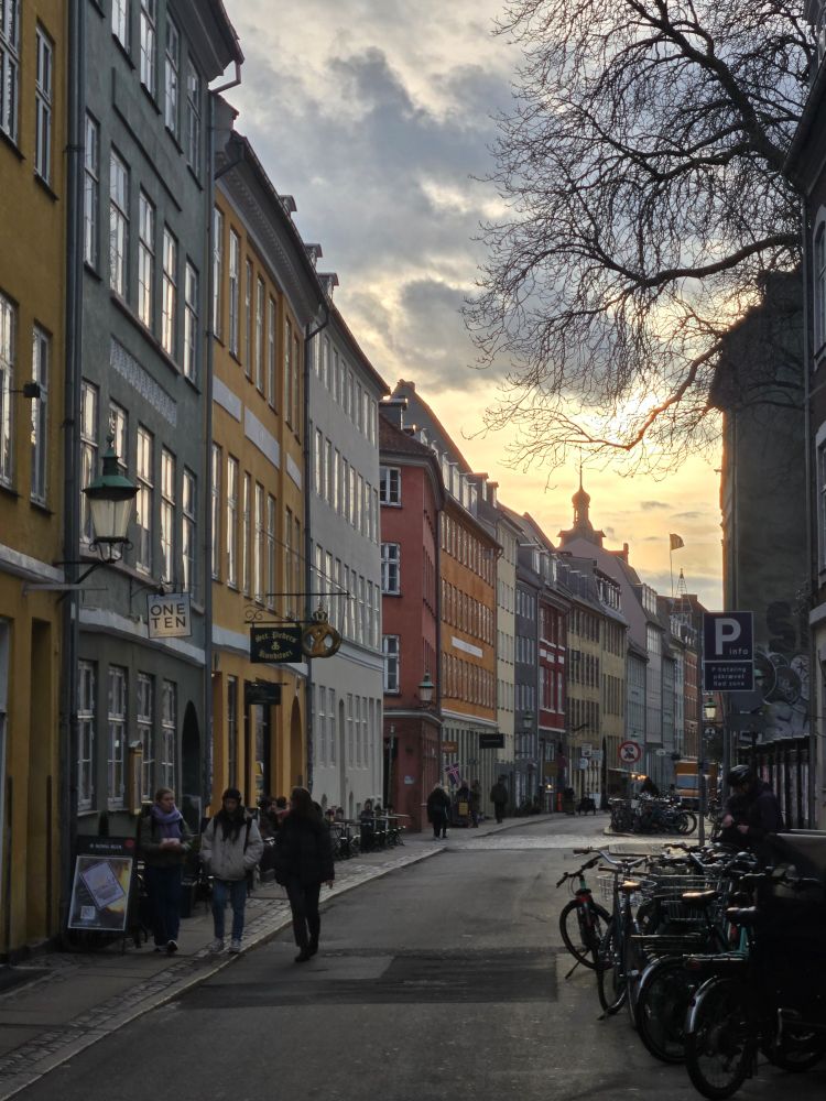 Cloudy sunset over St. Peders St in Copenhagen