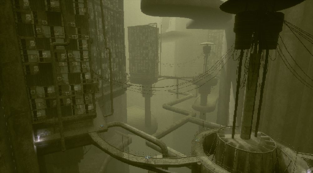 screenshot of re-body. view of a large dilapidated slum scape. it is barren and gray/green.